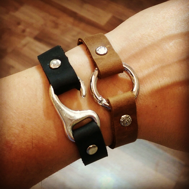 Leather Hook & Circle Clasp Bracelets